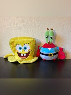Universal Studios Exclusive SpongeBob SquarePants Hat + Mr Krabs Plush Toy Lot